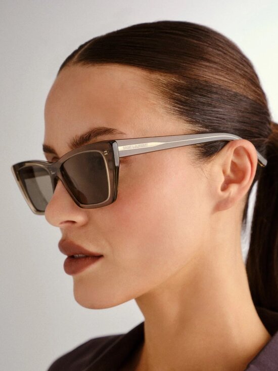 Saint Laurent Women Sunglasses Transparent Brown Grey Cat Eye SL 276 MICA 043